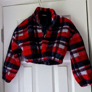 Fleece Crop Top Half Zip Pullover